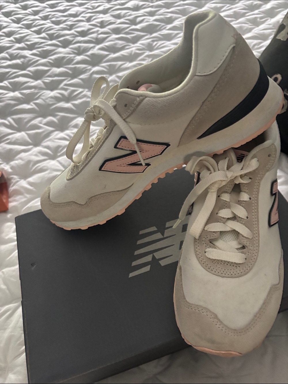 New Balance Women's Cream & Pink Lace-Up Sneakers